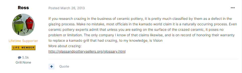 fact for kamado grill crazing crack