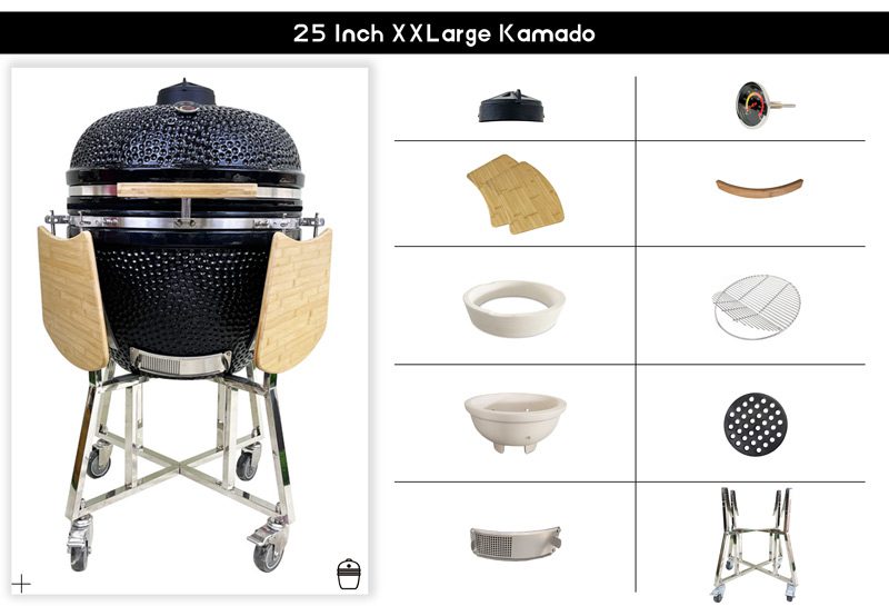 XXLarge-25-inch-Largest-Stainless-Steel-Best-Ceramic-Kamado-Egg-BBQ-Grill-manufactory-suppliers-standard-configuration
