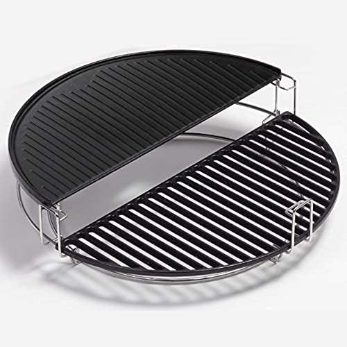 kamado accessories half moon cast iron cooking gridle suppliers-2