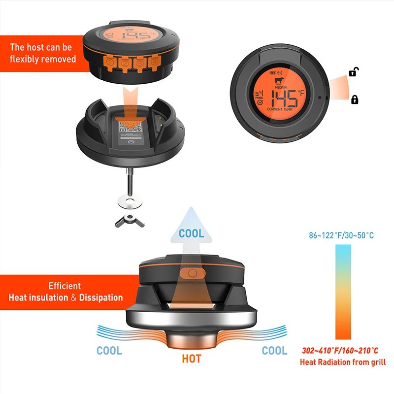 ceramic kamado grill accessories wireless Bluetooth wireless thermometer supplier