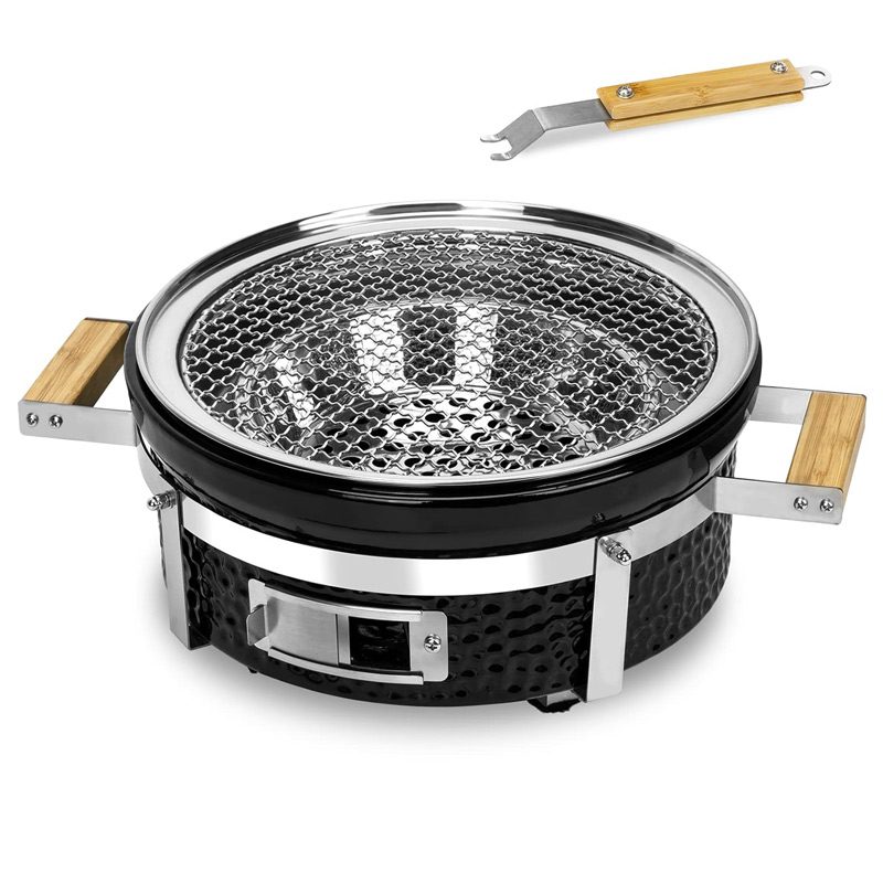 Charcoal-BBQ-Grill-Hibachi-Grill-with-Grid-Lifter Portable-Grill-with-Stainless-Steel-Griill-Grate-BBQ-Grill-for-Outdoor-Camping-Picnic-Patio-Backyard-Cookware