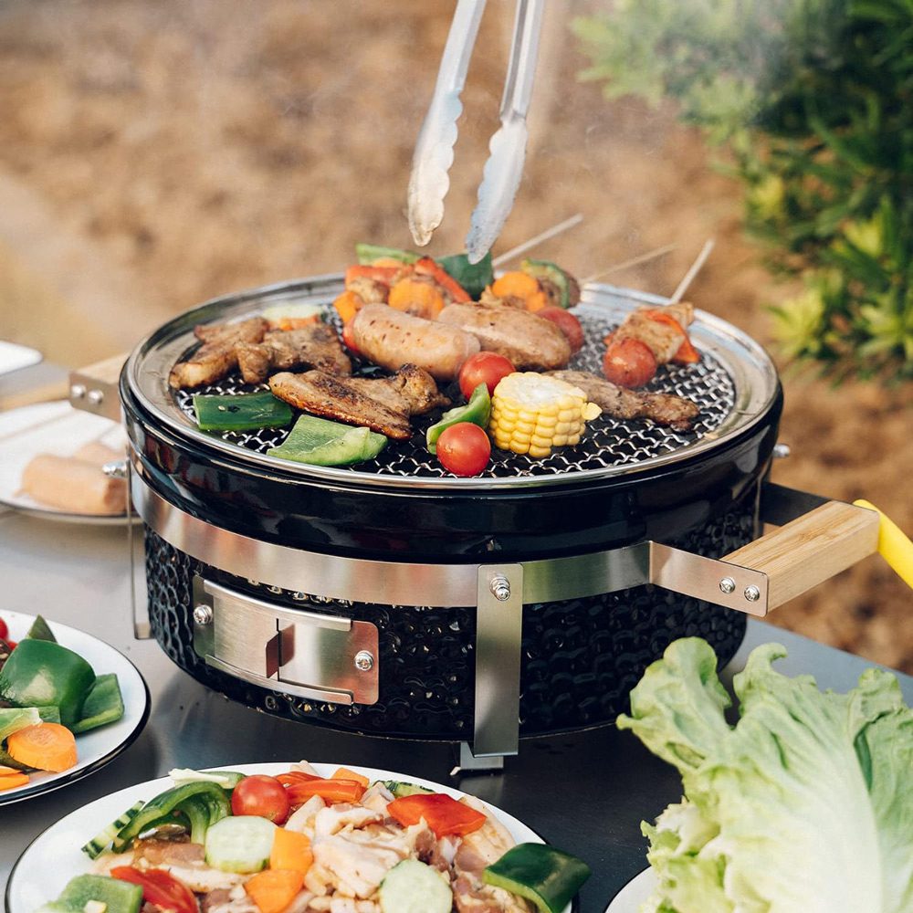 Charcoal-BBQ-Grill-Hibachi-Grill-with-Grid-Lifter-round-Portable-Grill-with-Stainless-Steel-Griill-Grate-BBQ-Grill-for-Outdoor-Camping-Picnic-Patio-Backyard-Cooking wares Charcoal-BBQ-Grill-Hibachi-Grill-with-Grid-Lifter-round-Portable-Grill-with-Stainless-Steel-Griill-Grate-BBQ-Grill-for-Outdoor-Camping-Picnic-Patio-Backyard-Cooking wares