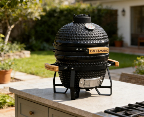 rg kamado bbq mini black kamado egg barbecue smoker with dual handles thermometer