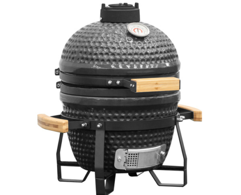 mini black kamado egg barbecue smoker with dual handles thermometer