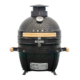Barbacoa Kamado portátil de sobremesa de 16 pulgadas, color negro martillado, con asas de madera