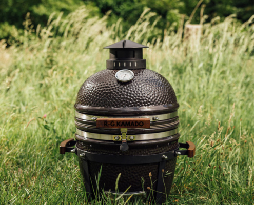16 Inch Tabletop Kamado Grill | Compact Hammered Brown Ceramic Portable BBQ Smoker 16 Inch Tabletop Hammered Dark Brown Ceramic Kamado Grill Portable Mini Outdoor BBQ Smok