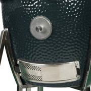 Blakc 18" Garden‑Ready Hammered Black Kamado Grill With Wooden Side Panels & Mobile Stand black cart smoking door factory Blakc 18" Garden‑Ready Hammered Black Kamado Grill With Wooden Side Panels & Mobile Stand black cart smoking door factory