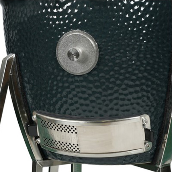 Blakc 18" Garden‑Ready Hammered Black Kamado Grill With Wooden Side Panels & Mobile Stand black cart smoking door factory Blakc 18" Garden‑Ready Hammered Black Kamado Grill With Wooden Side Panels & Mobile Stand black cart smoking door factory