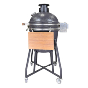 High‑End Dark Grey Moonscape Hammered Texture Ceramic Kamado Grill With Strand‑Woven Bamboo Side Shelves & Segmented Fire Liner-2 High‑End Dark Grey Moonscape Hammered Texture Ceramic Kamado Grill With Strand‑Woven Bamboo Side Shelves & Segmented Fire Liner-2
