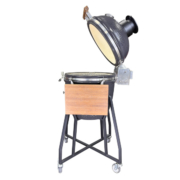 High‑End Dark Grey Moonscape Hammered Texture Ceramic Kamado Grill With Strand‑Woven Bamboo Side Shelves & Segmented Fire Liner-1 High‑End Dark Grey Moonscape Hammered Texture Ceramic Kamado Grill With Strand‑Woven Bamboo Side Shelves & Segmented Fire Liner-1