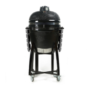 All Black Kamado Grill honeycomb Ceramic BBQ Smoker With Bamboo Side Tables All Black Kamado Grill honeycomb Ceramic BBQ Smoker With Bamboo Side Tables