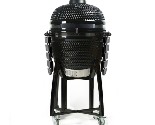 All Black Kamado Grill honeycomb Ceramic BBQ Smoker With Bamboo Side Tables All Black Kamado Grill honeycomb Ceramic BBQ Smoker With Bamboo Side Tables
