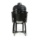 All Black Kamado Grill honeycomb Ceramic BBQ Smoker With Bamboo Side Tables