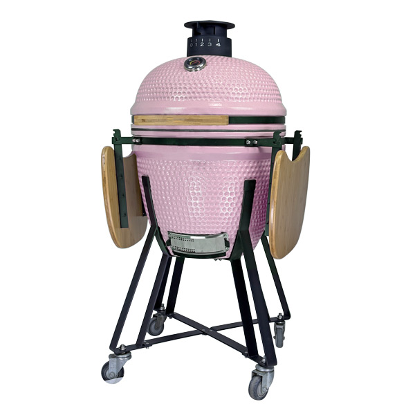 pink ceramic kamado grill eggs