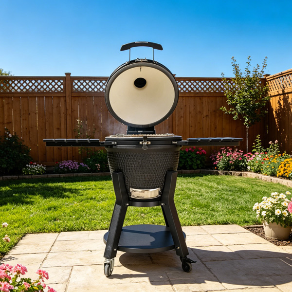 21 inch matte black kamado grill for garden kitchen