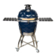 grill Kamado en céramique bleu avec chariot en acier inoxydable