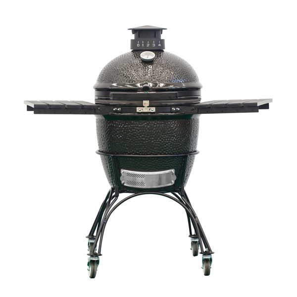 22 inch black ceramic kamado grill for outdoor BBQ cooking with cart