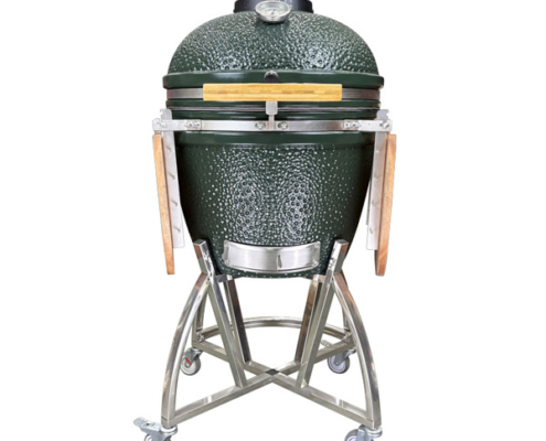 orange peel kamado green color with stainless steel kamado bbq grill