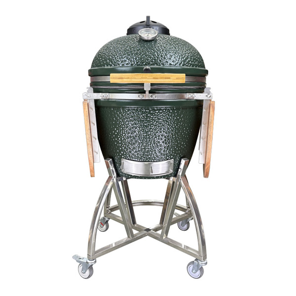 orange peel kamado green color with stainless steel kamado bbq grill
