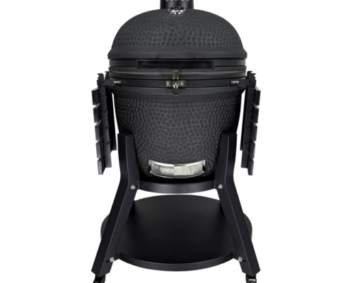 Kamado Oven black color matte glaze with frame kamado cart