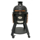 Grill Kamado 18 pouces texture nid d'abeille noir avec panneaux latéraux en bois et support de qualité sur roues